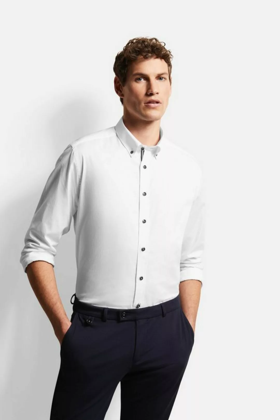 bugatti Langarmhemd Modern Fit mit Button-Down-Kragen günstig online kaufen