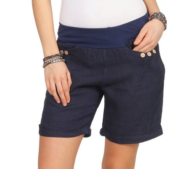 Mississhop Leinenhose Damen Shorts Leinenshorts Bermuda 100 % Leinen kurze günstig online kaufen