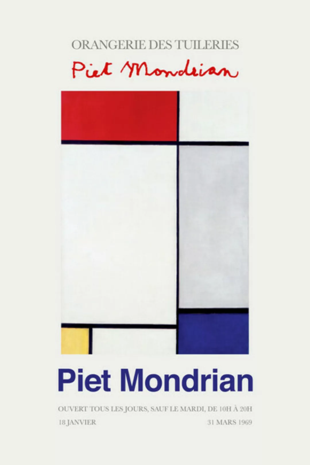 Poster / Leinwandbild - Piet Mondrian – Orangerie Des Tuileries Exhibition günstig online kaufen