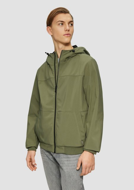 QS Allwetterjacke Softshelljacke mit Kapuze und Rippbündchen Teilungsnaht günstig online kaufen