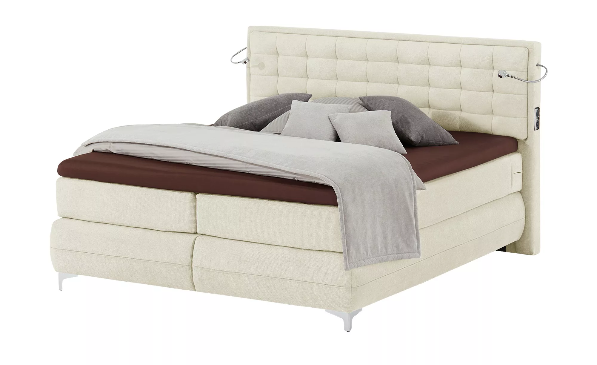 Gallery M Boxspringbett  Dubai - creme - 197 cm - 124 cm - Betten > Boxspri günstig online kaufen