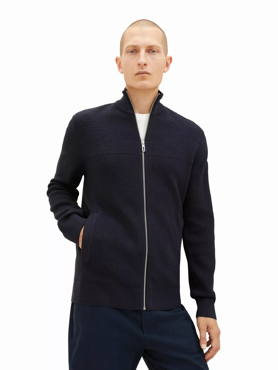 Tom Tailor Herren Strickjacke STRUCTURE MIX - Regular Fit günstig online kaufen