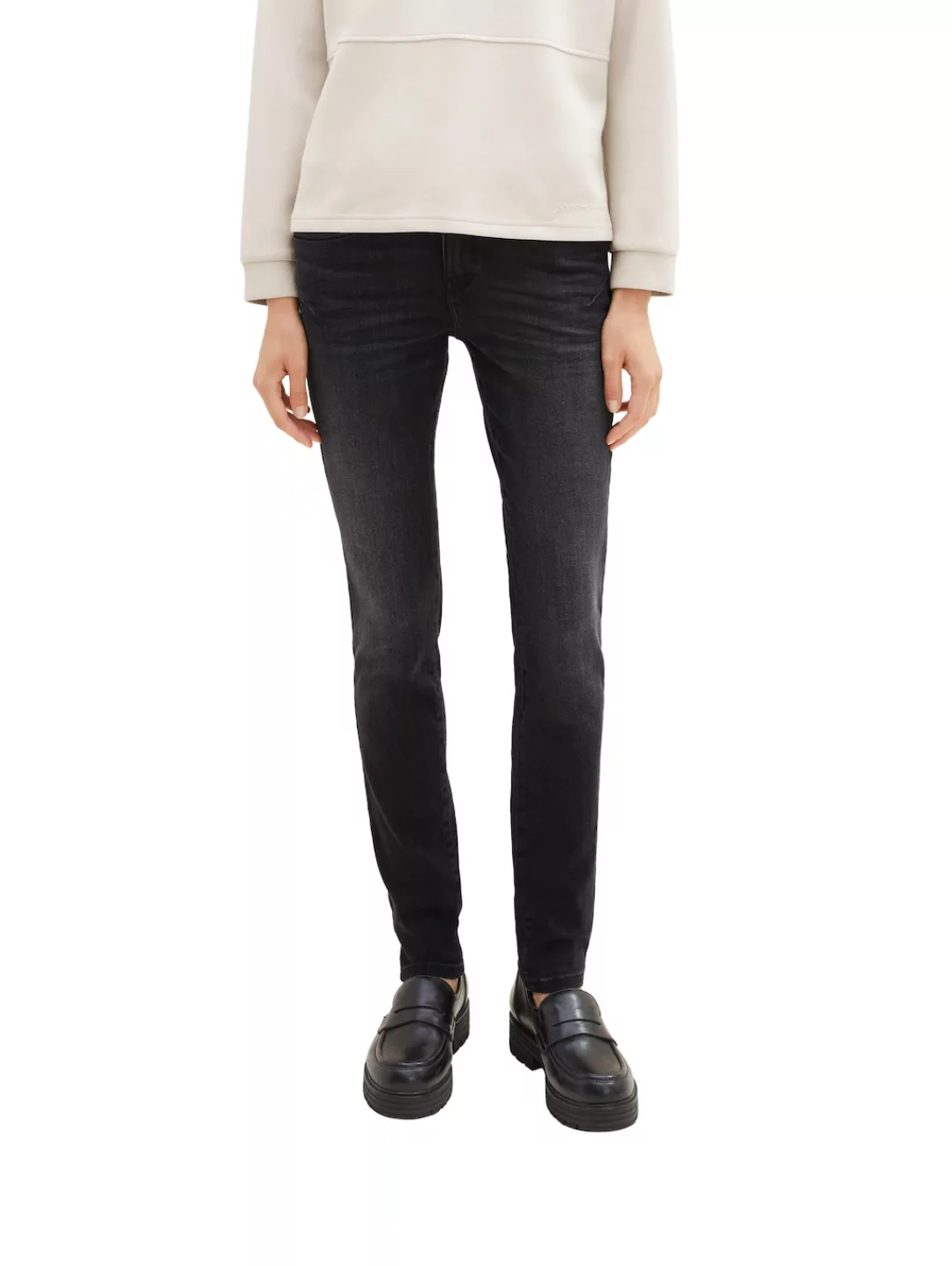 Tom Tailor Damen Jeans TAPERED RELAXED - Relaxed Fit - Blau Used Mid Stone günstig online kaufen