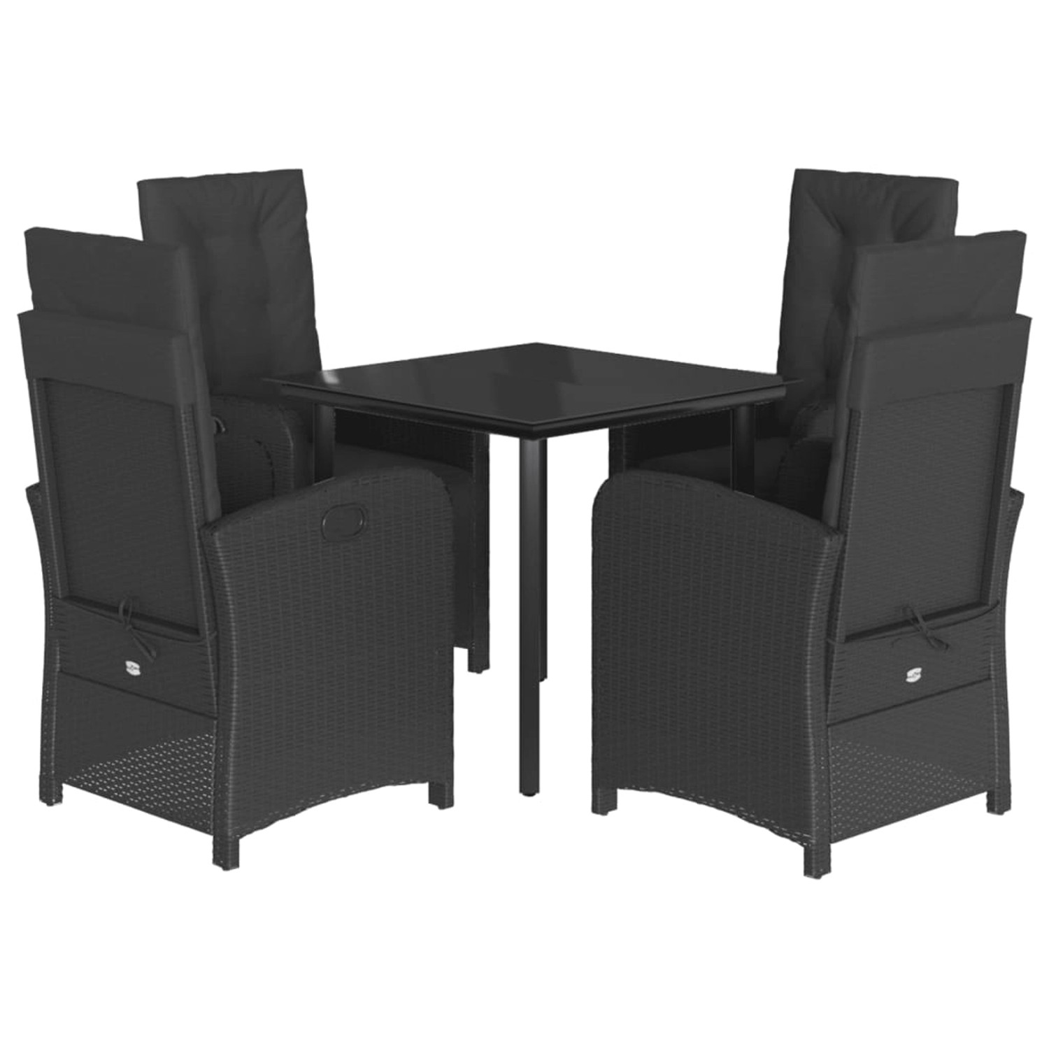 vidaXL 5-Tlg Garten-Essgruppe mit Kissen Schwarz Poly Rattan 3212322 günstig online kaufen