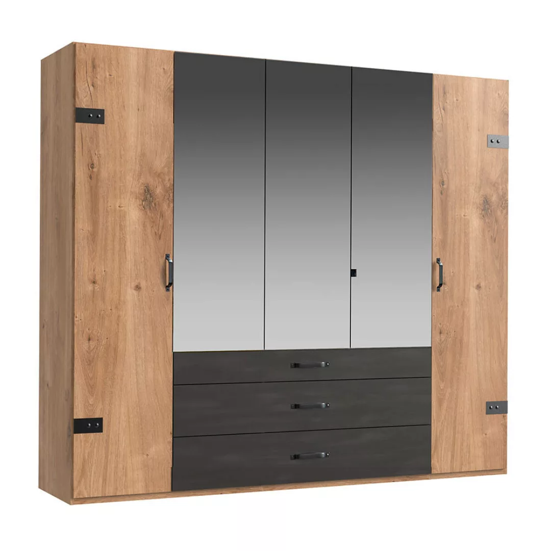 Lomadox Kleiderschrank DAVENPORT-43 250cm, 5 Türen (3 Spiegeltüren), 3 Schu günstig online kaufen