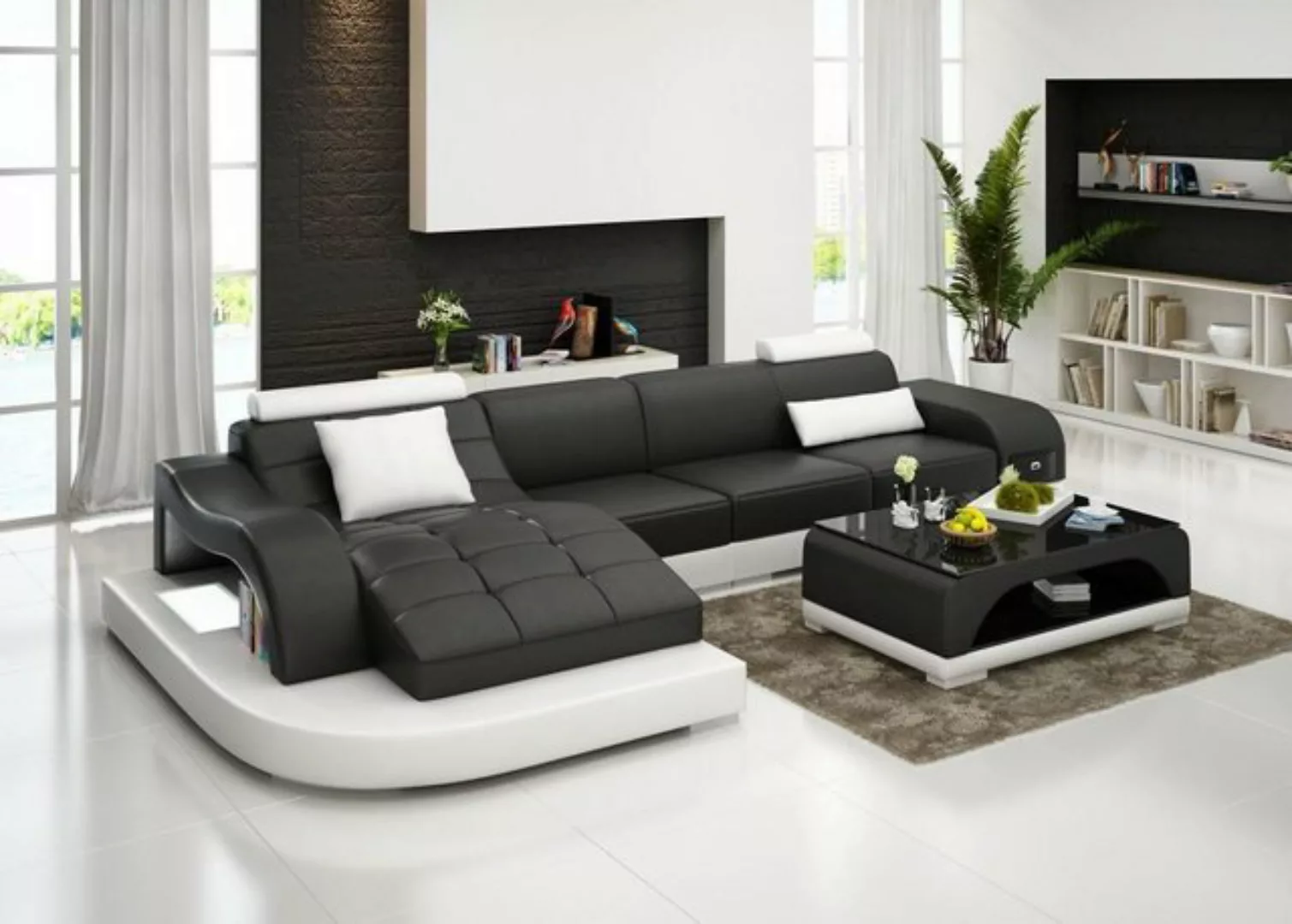 Xlmoebel Ecksofa Leder-Ecksofa in Weiß mit Couch, Polsterung und Sitzfläche günstig online kaufen