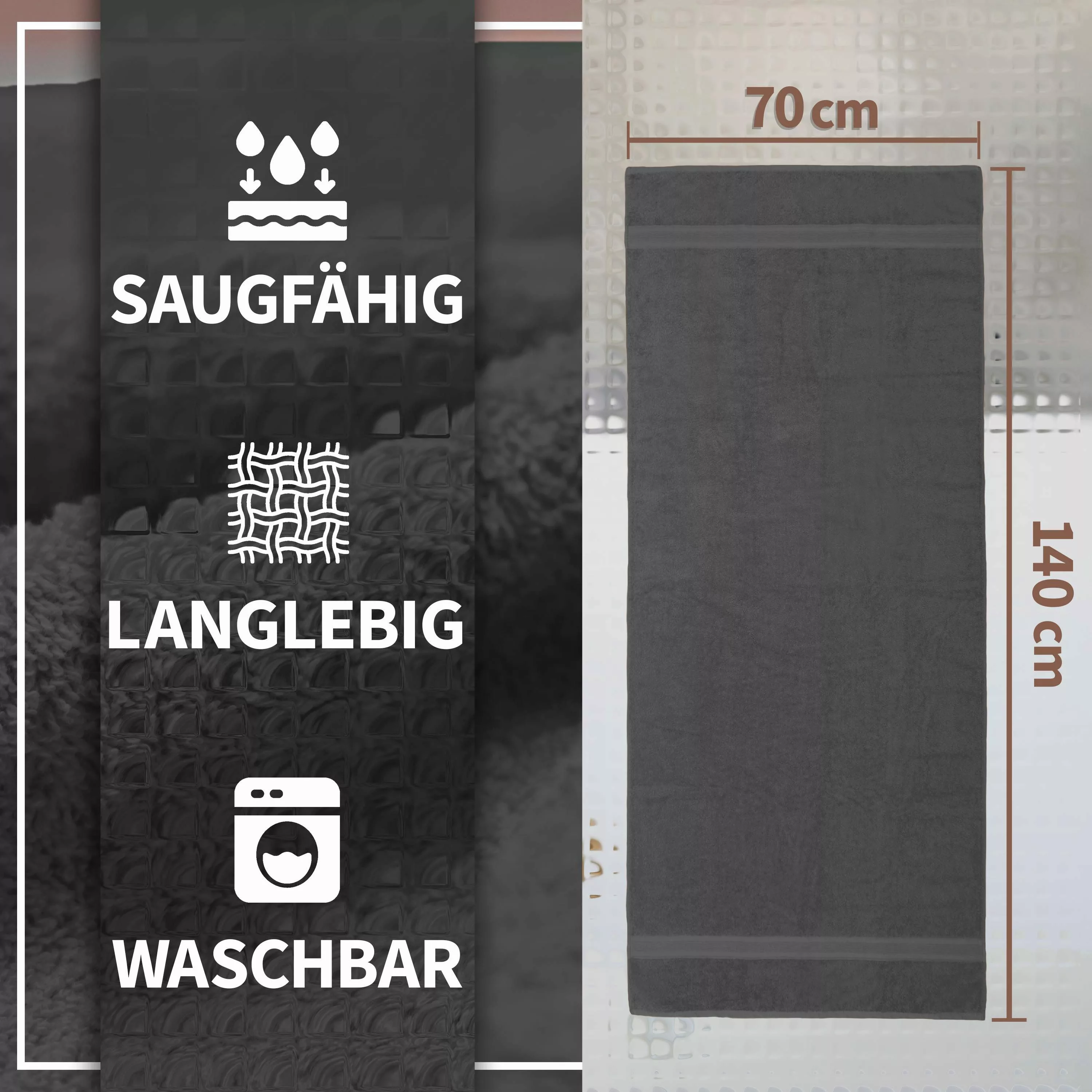 NatureMark Duschtücher 2er-Set Frottier Duschtücher 70x140cm, günstig online kaufen