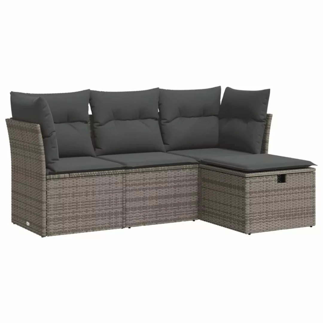 vidaXL Gartenlounge-Set 4-tlg. Garten-Sofagarnitur mit Kissen günstig online kaufen