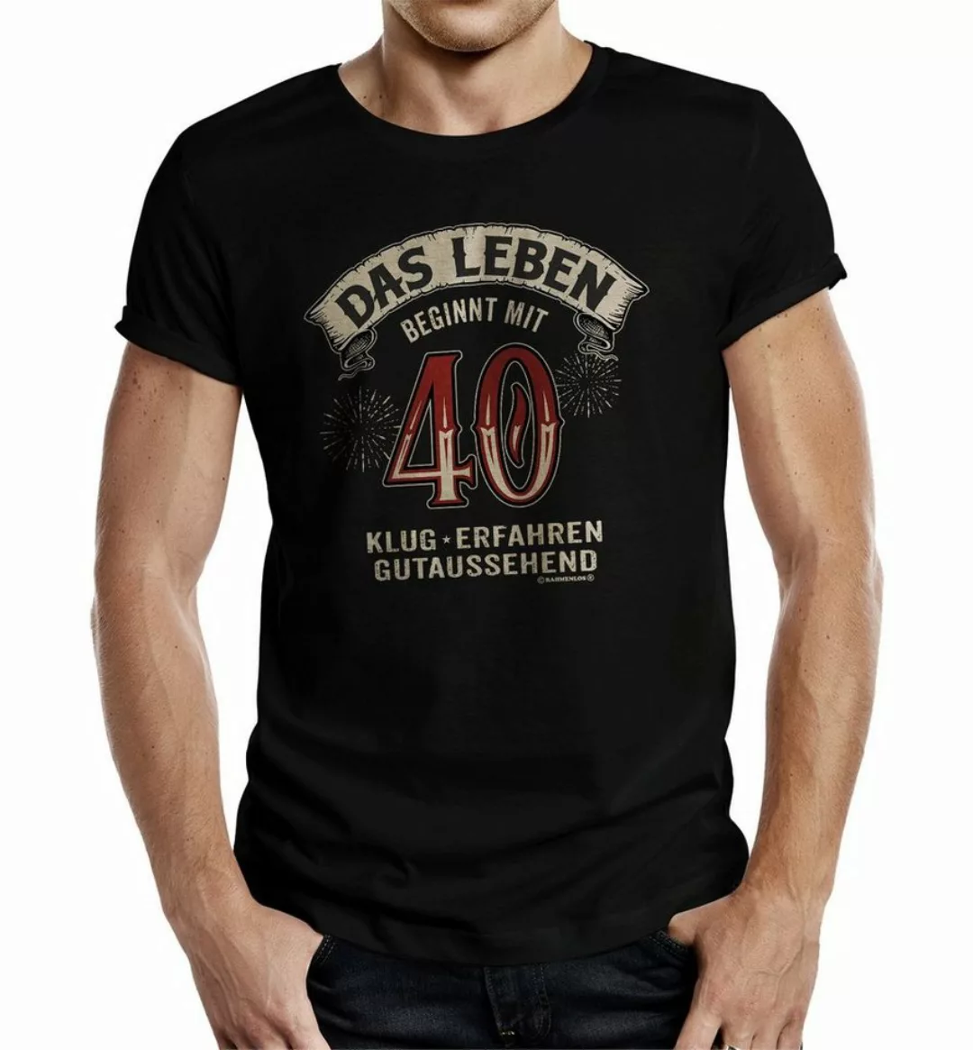 RAHMENLOS® T-Shirt Geschenk zum runden Geburtstag: Das Leben beginnt mit 40 günstig online kaufen