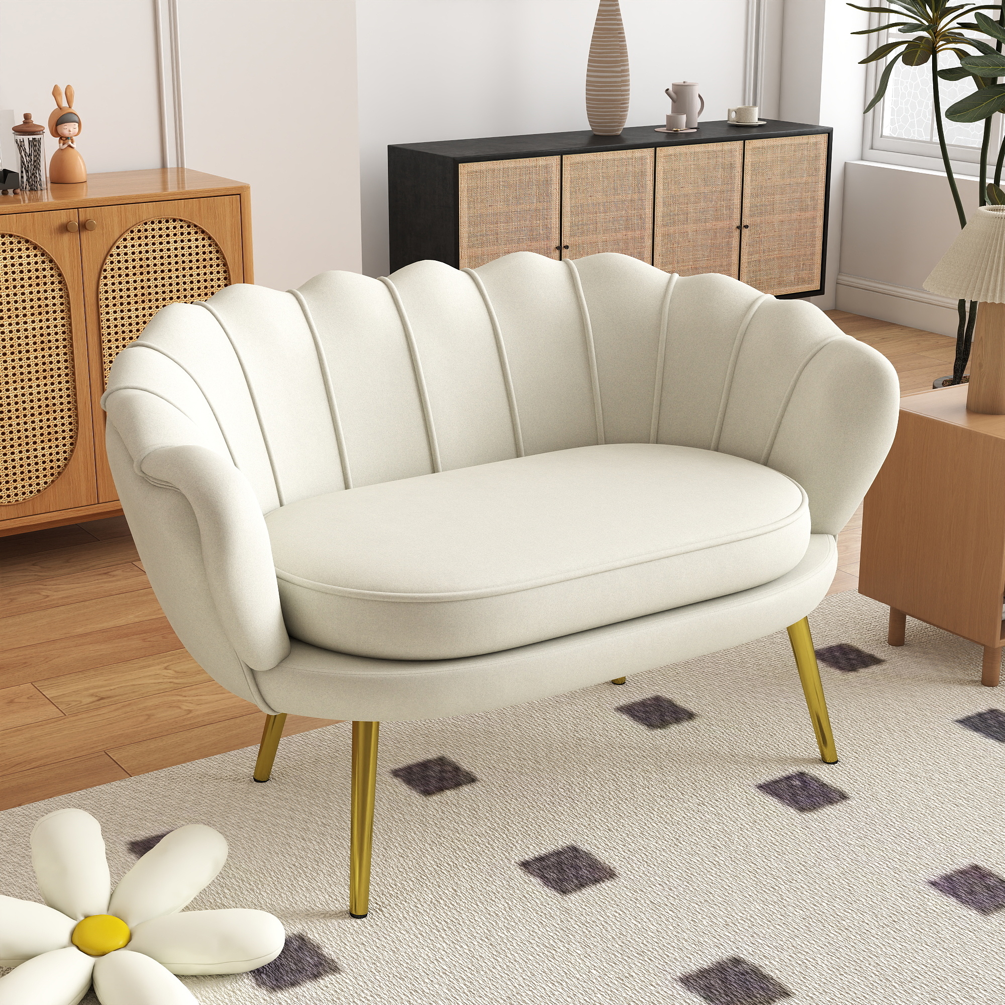 HOMCOM 2 Sitzer Sofa Couch Polstersofa Loveseat Armlehne Samt bis 150kg Woh günstig online kaufen