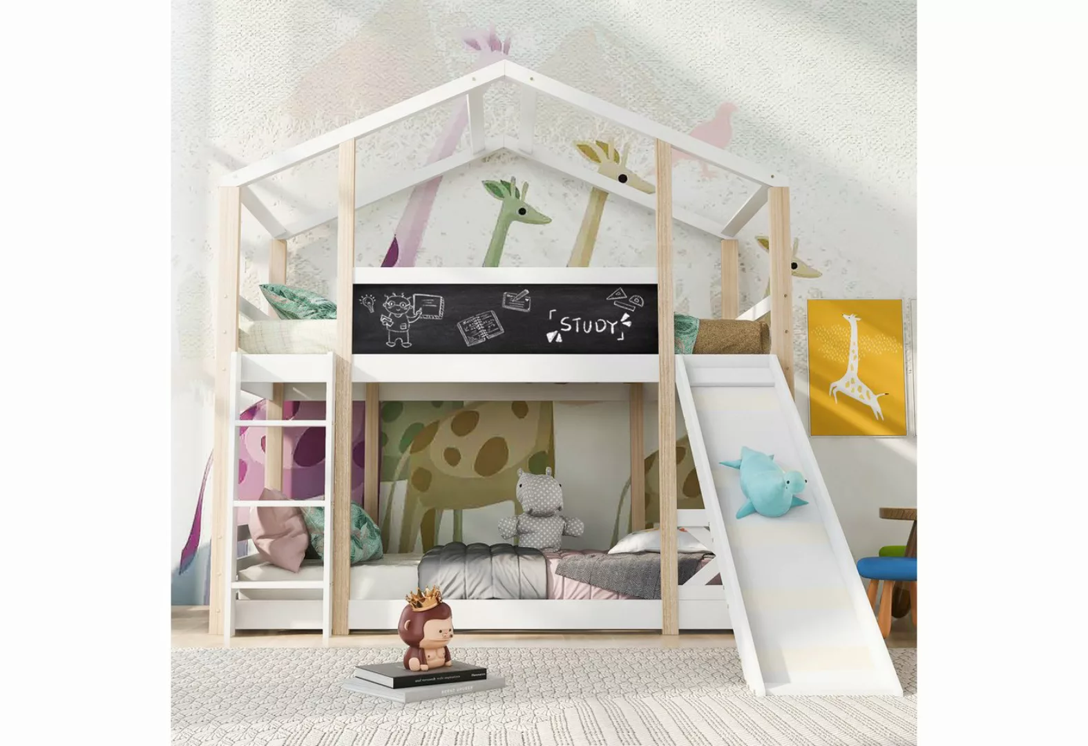 Loywe Etagenbett Kinderbett Hausbett 90x200cm Etagenbett für 2 Kinder, (set günstig online kaufen