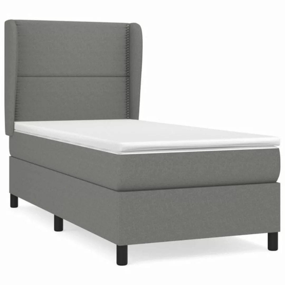 vidaXL Bettgestell Boxspringbett mit Matratze Dunkelgrau 80x200 cm Stoff Be günstig online kaufen