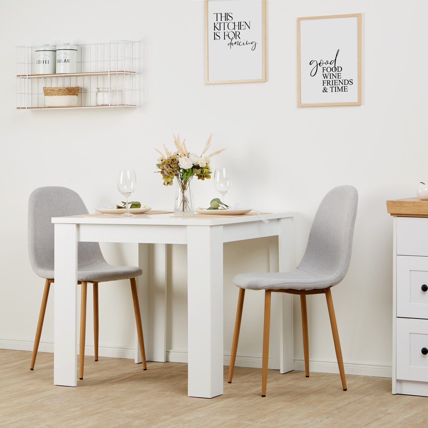 Homestyle4u Polsterstuhl Esszimmerstuhl Küche Leinen Grau günstig online kaufen