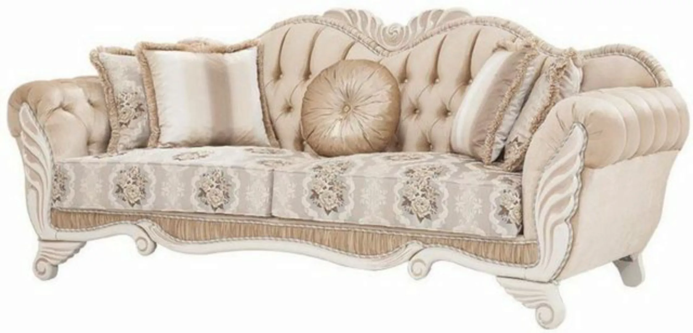 Casa Padrino Sofa Luxus Barock Sofa Beige / Weiß 230 x 88 x H. 96 cm - Wohn günstig online kaufen