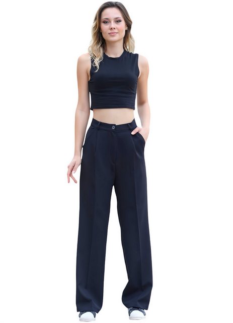 fashionshowcase Palazzohose Damen mit hohem Bund - Elegante Marlene-Hose mi günstig online kaufen