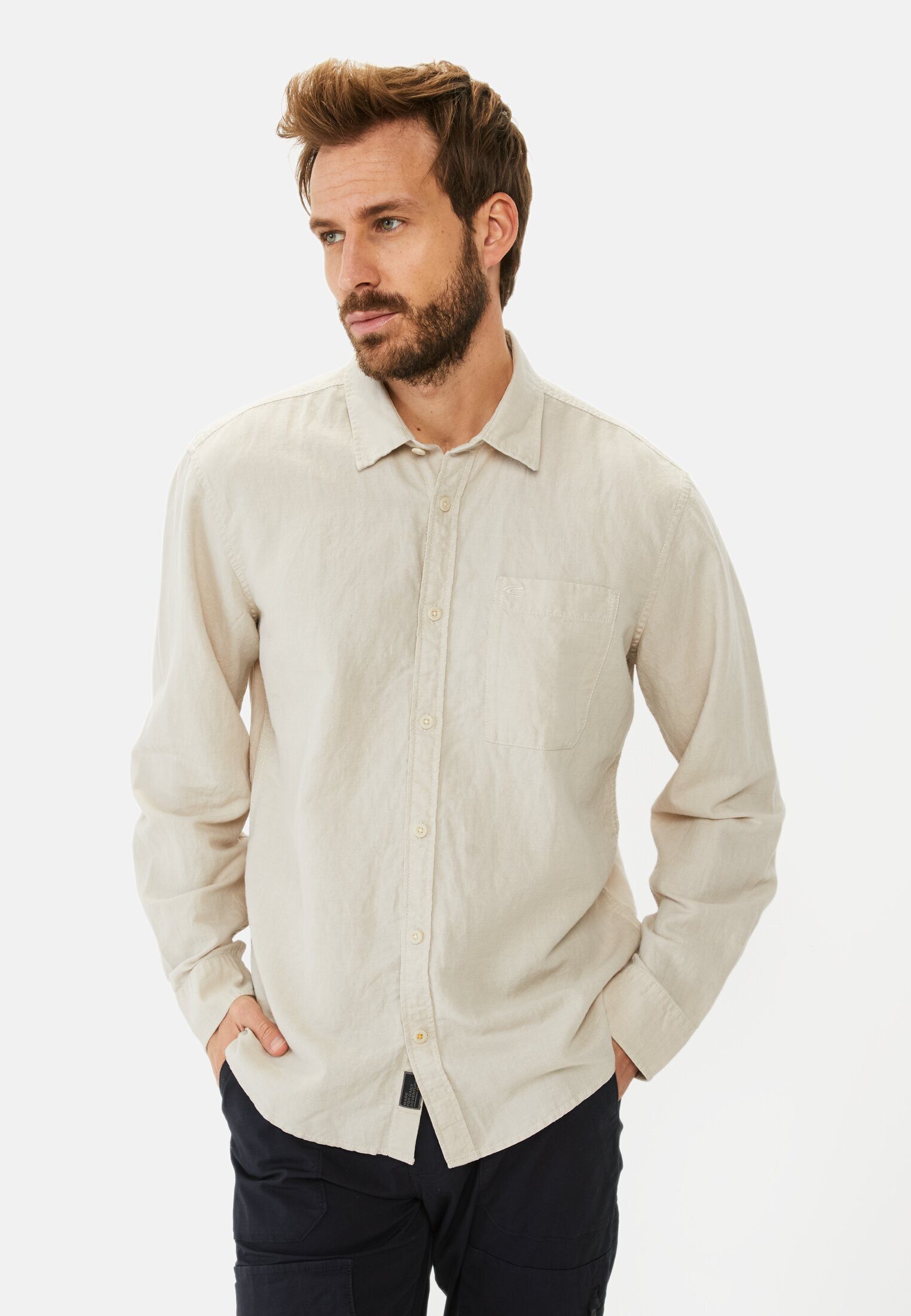 camel active Langarmhemd mit Soft-Wash-Veredelung Kentkragen günstig online kaufen