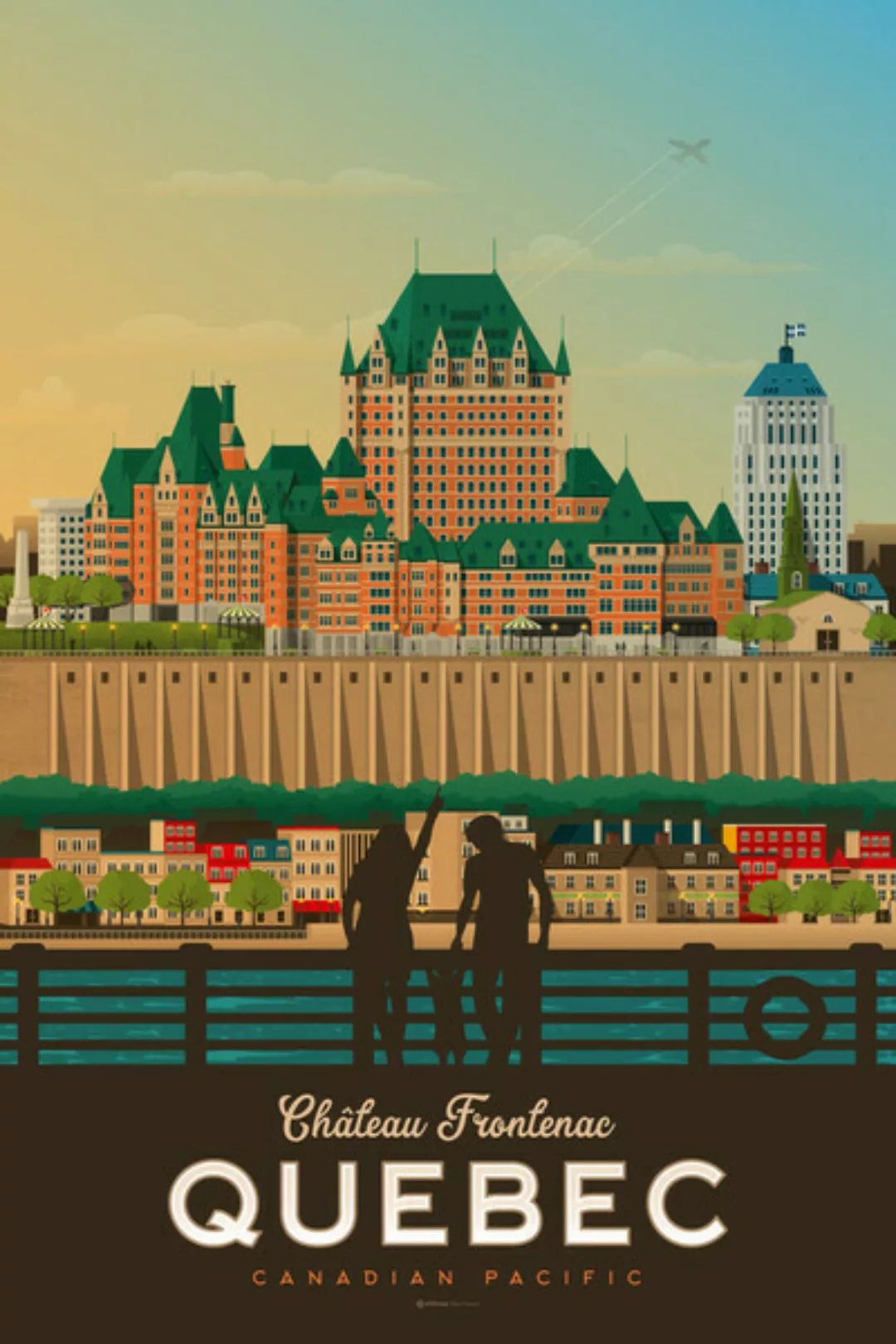 Poster / Leinwandbild - Quebec Vintage Travel Wandbild günstig online kaufen
