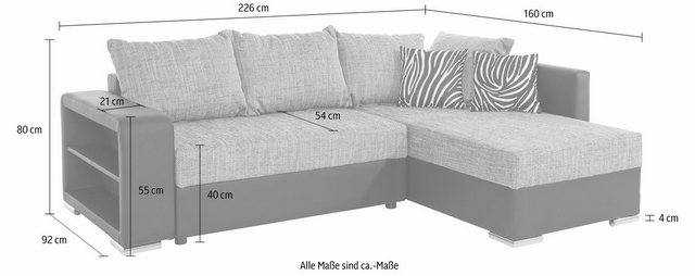 COLLECTION AB Ecksofa "John L-Form", mit Bettfunktion, wahlweise mit Federk günstig online kaufen