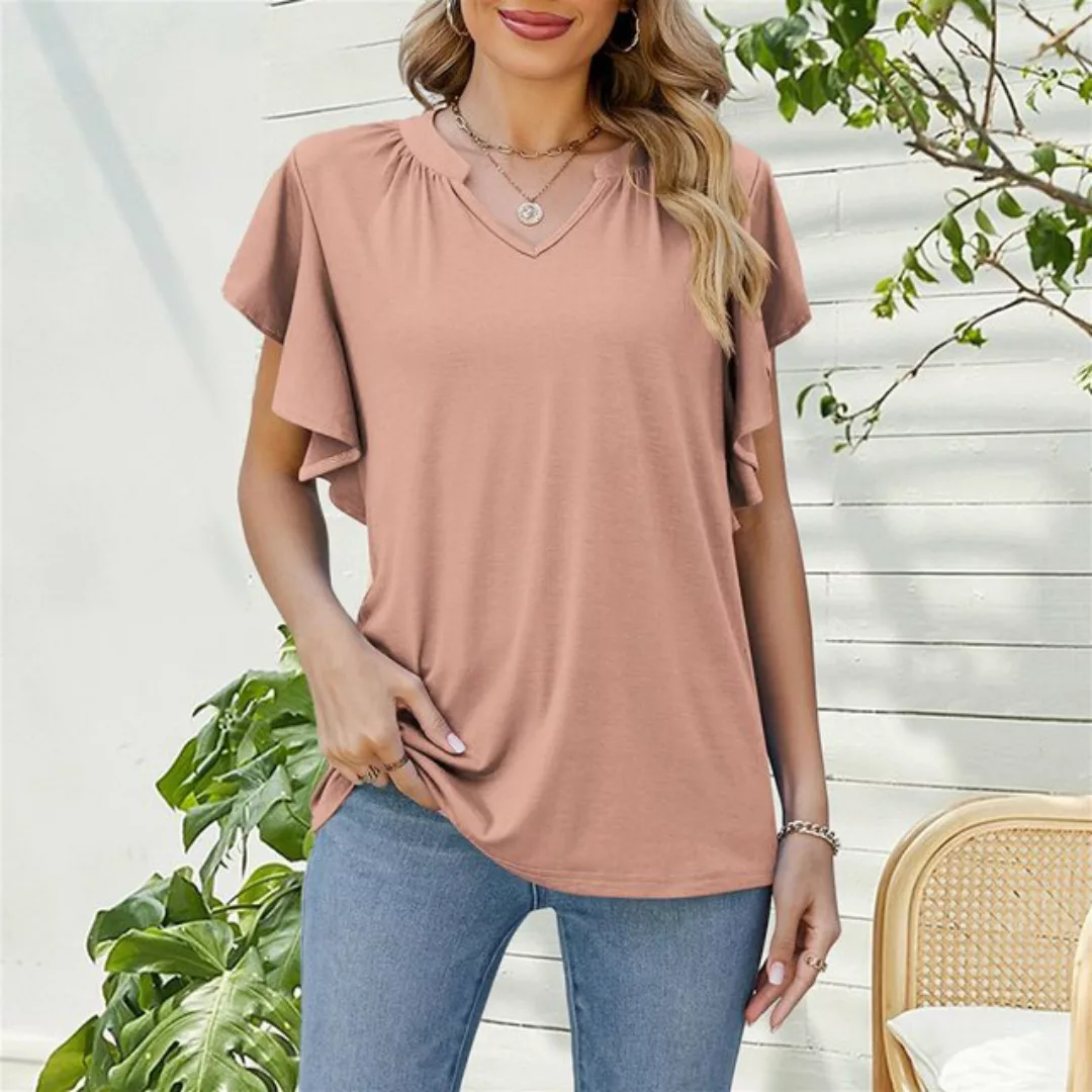 BlauWave Kurzarmshirt Damen Sommer Bluse Kurzarm T-Shirt Mode Tops (1-tlg) günstig online kaufen
