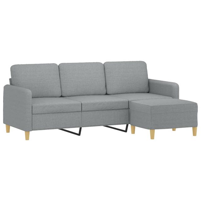 vidaXL Sofa 3-Sitzer-Sofa mit Hocker Hellgrau 180 cm Stoff günstig online kaufen