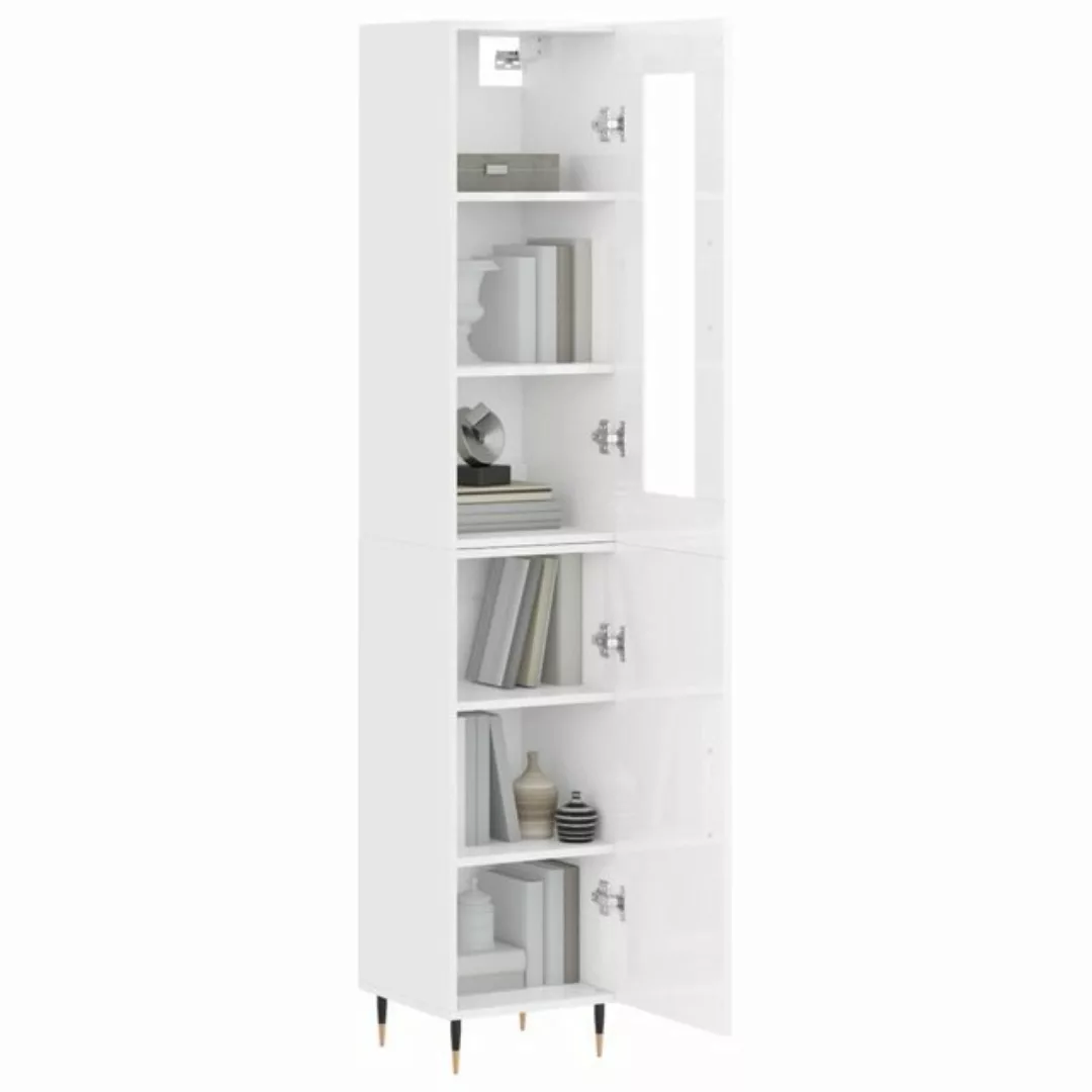 vidaXL Vitrine Highboard Hochglanz-Weiß 34,5x34x180 cm Spanplatte Glas Vitr günstig online kaufen