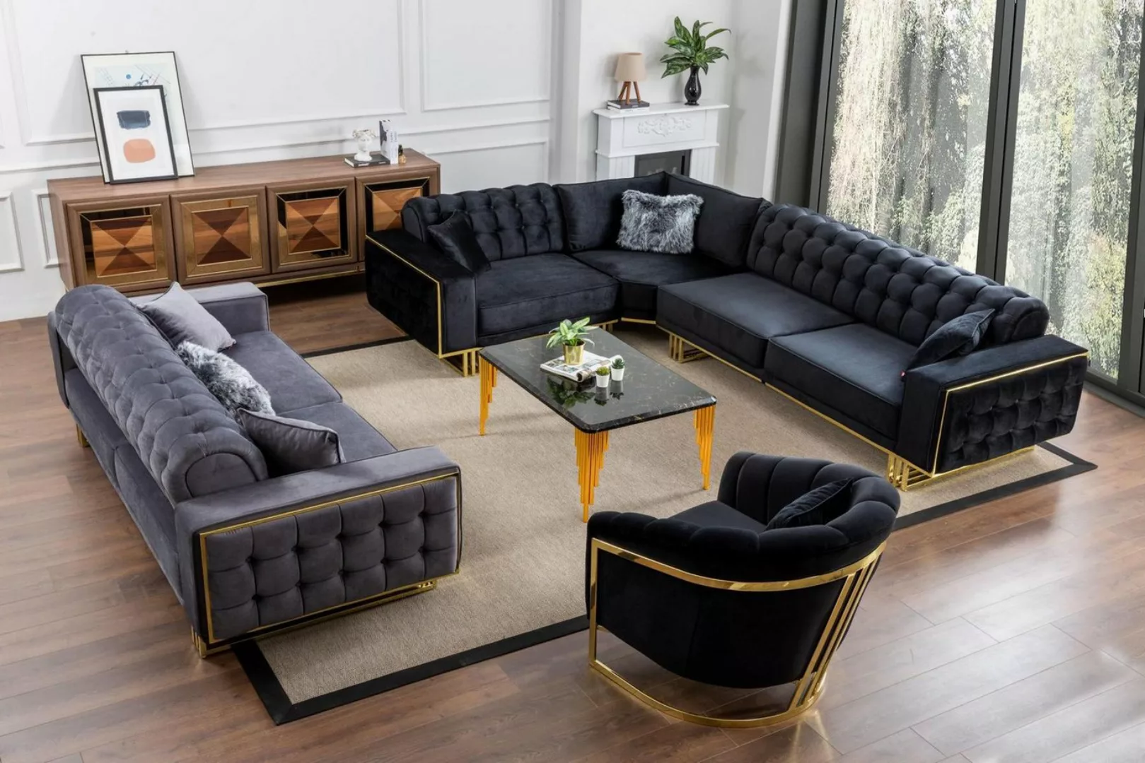 Xlmoebel Ecksofa Designer Wohnzimmer Set mit Ecksofa in L-Form, bestehend a günstig online kaufen