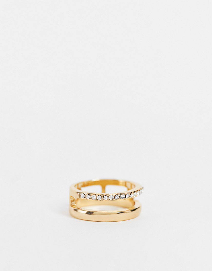 DesignB London Curve – Ring in Gold mit Stapel-Design und Pavé-Detail-Goldf günstig online kaufen