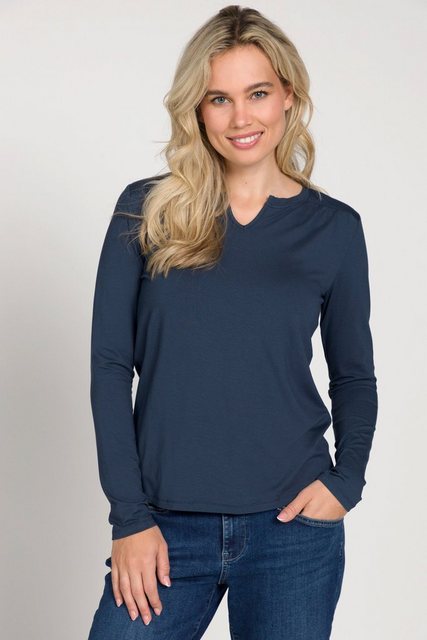 Gina Laura Rundhalsshirt T-Shirt Rundhals mit "V" Langam günstig online kaufen