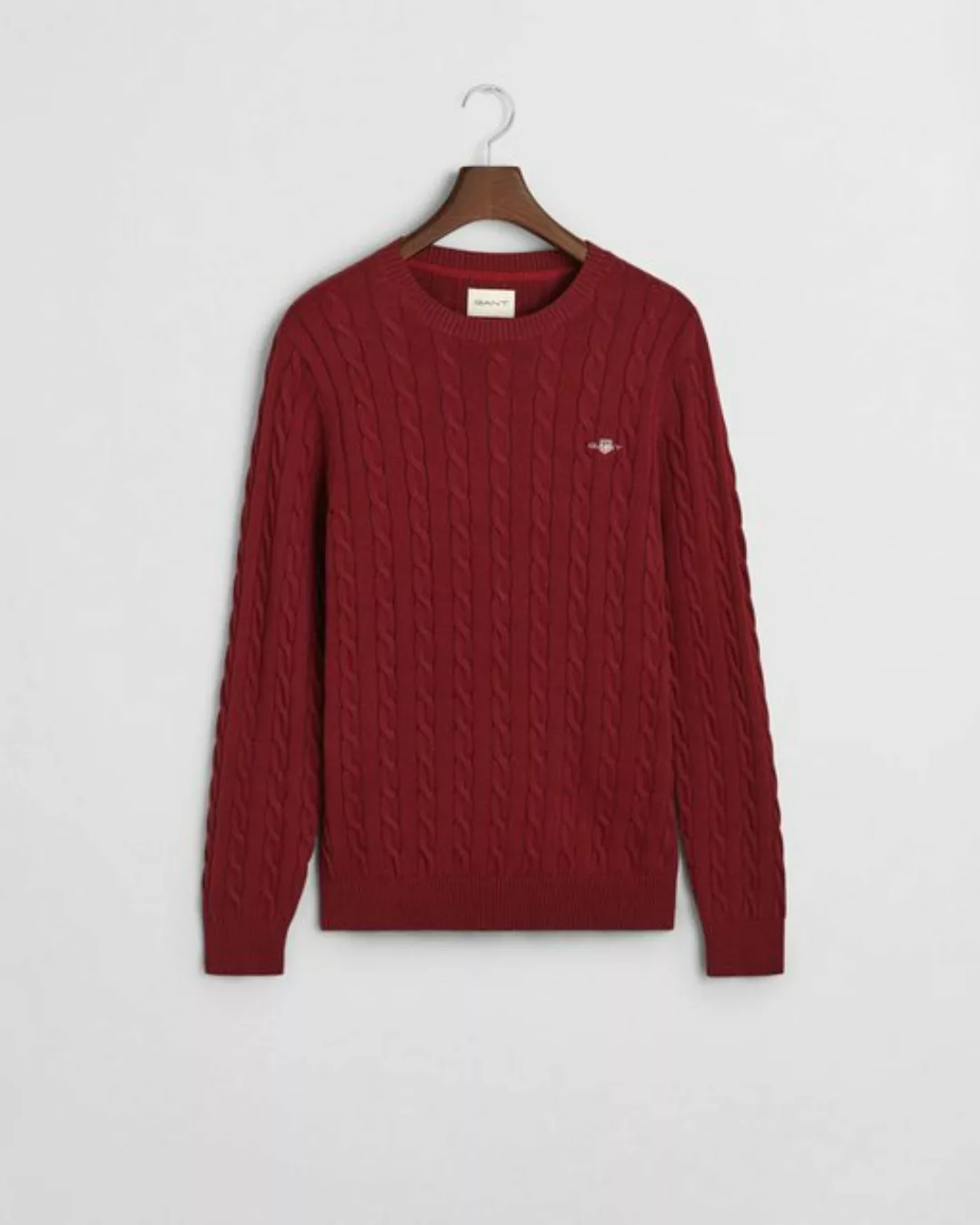 Gant Strickpullover COTTON CABLE C-NECK, WINE RED günstig online kaufen