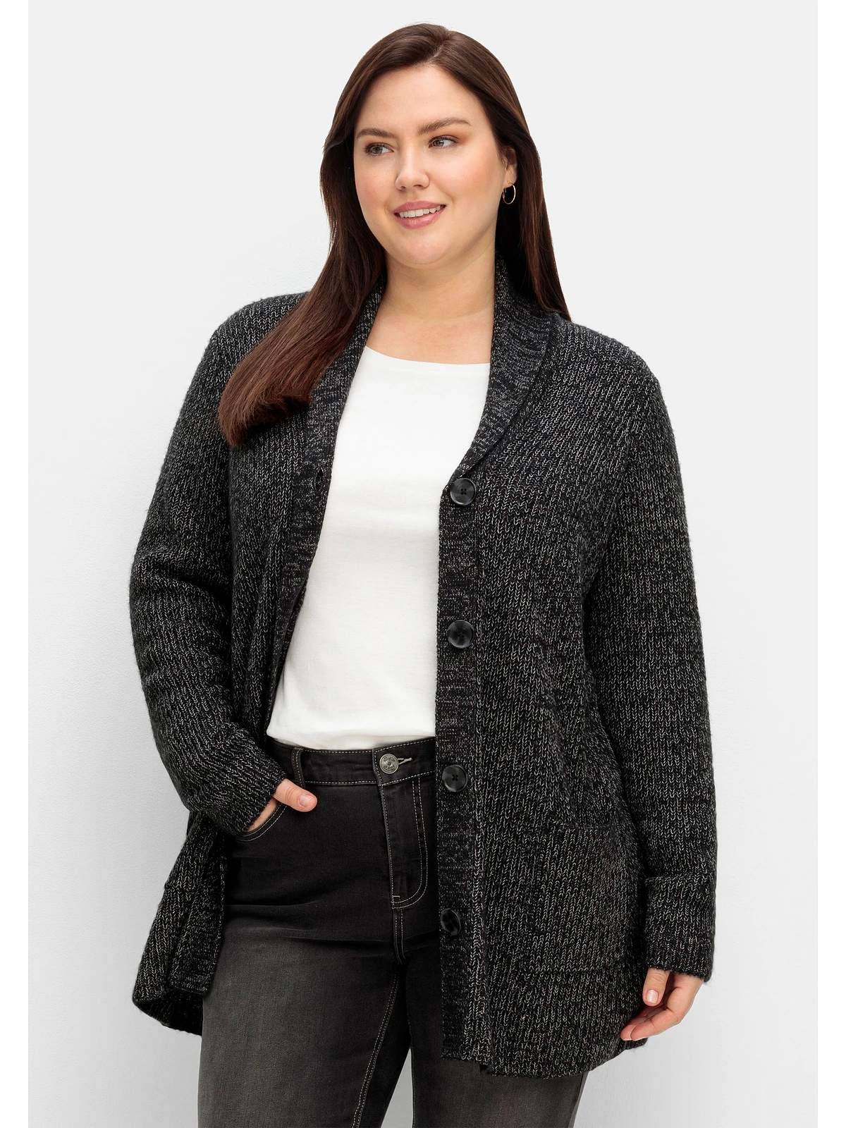 Sheego Strickjacke "Große Größen", im Patentstrick, weicher Baumwollmix günstig online kaufen