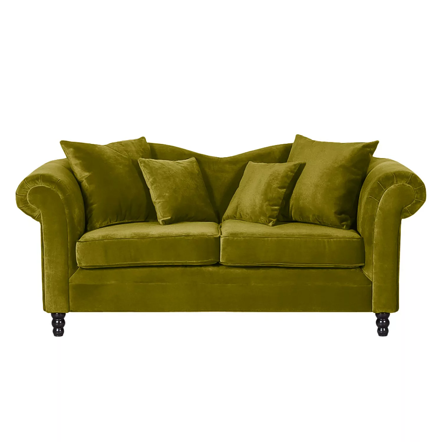 home24 Jack & Alice Sofa York 2-Sitzer Olivgrün Samtstoff 185x84x79 cm günstig online kaufen