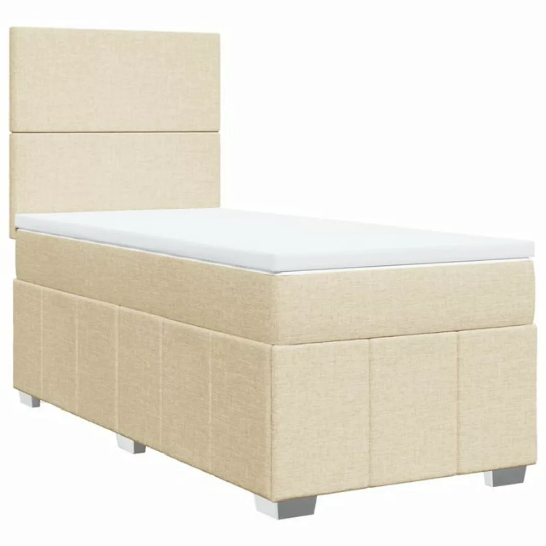 vidaXL Bett Boxspringbett mit Matratze Creme 100x200 cm Stoff günstig online kaufen