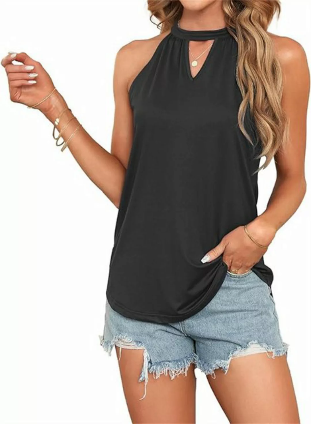 AFAZ New Trading UG T-Shirt Damen-Sommer-Neckholder-Weste, ärmelloses Obert günstig online kaufen