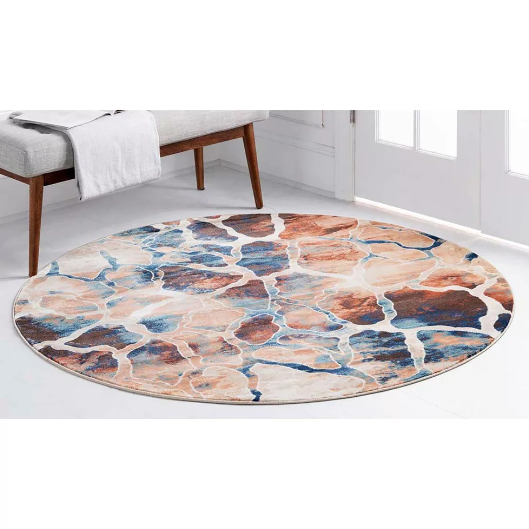 Runder Design Teppich in mehrfarbig 150 cm Durchmesser günstig online kaufen