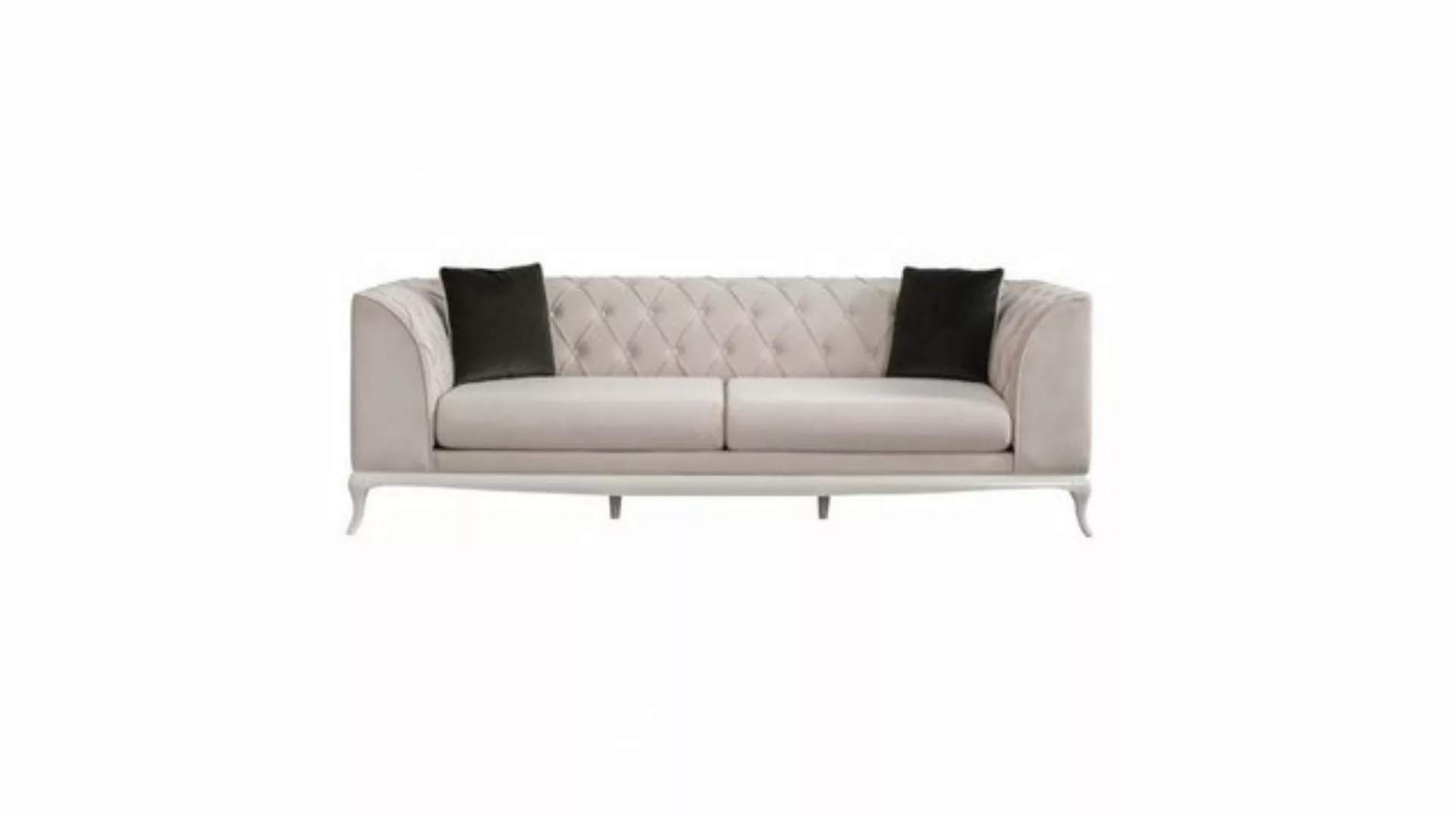 JVmoebel Sofa Stoffsofa Dreisitzer Chesterfield Couch Sofa 3 Sitzer Beige S günstig online kaufen