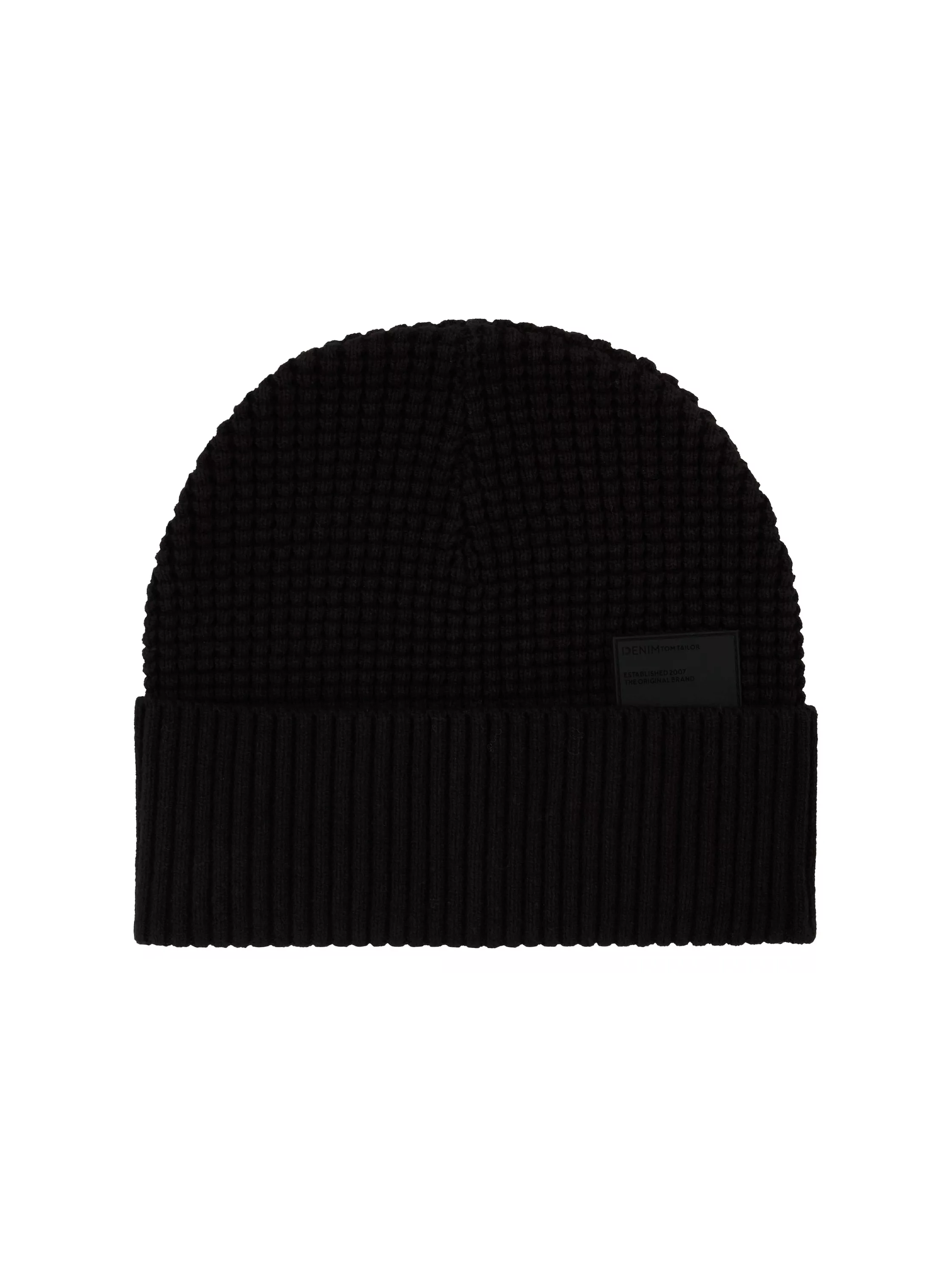 TOM TAILOR Denim Beanie, mit Strick-Struktur und Logo-Badge günstig online kaufen