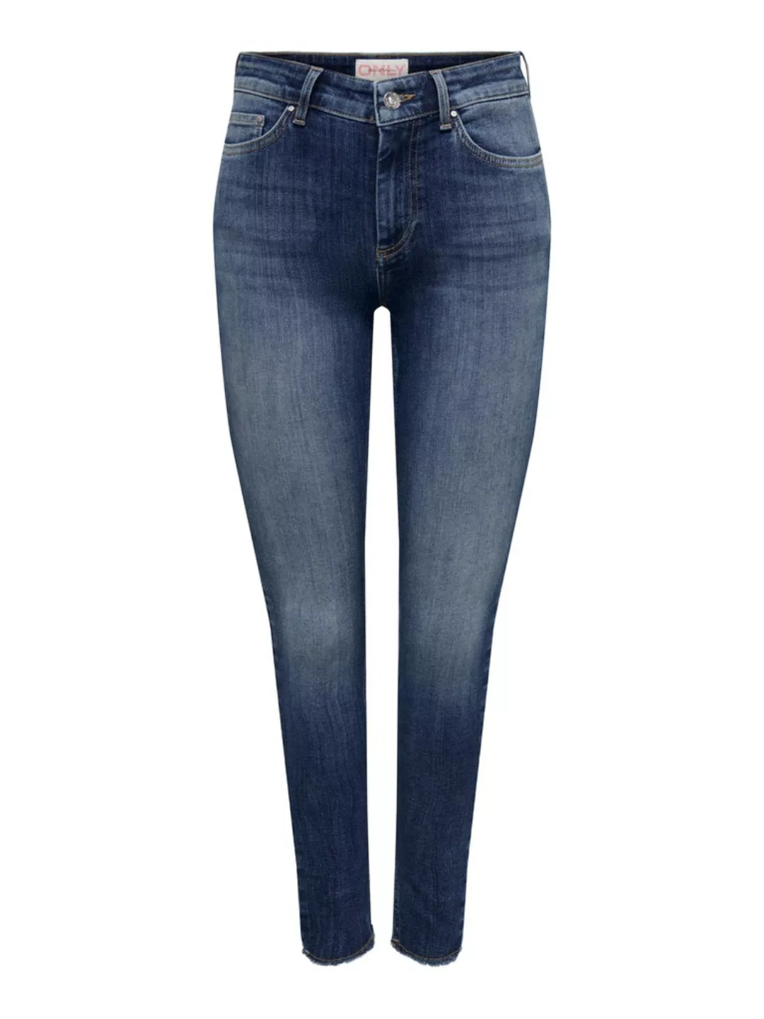 Only Damen Jeans ONLBLUSH MID SK ANK RAW DNM REA194 - Skinny Fit - Blau - M günstig online kaufen