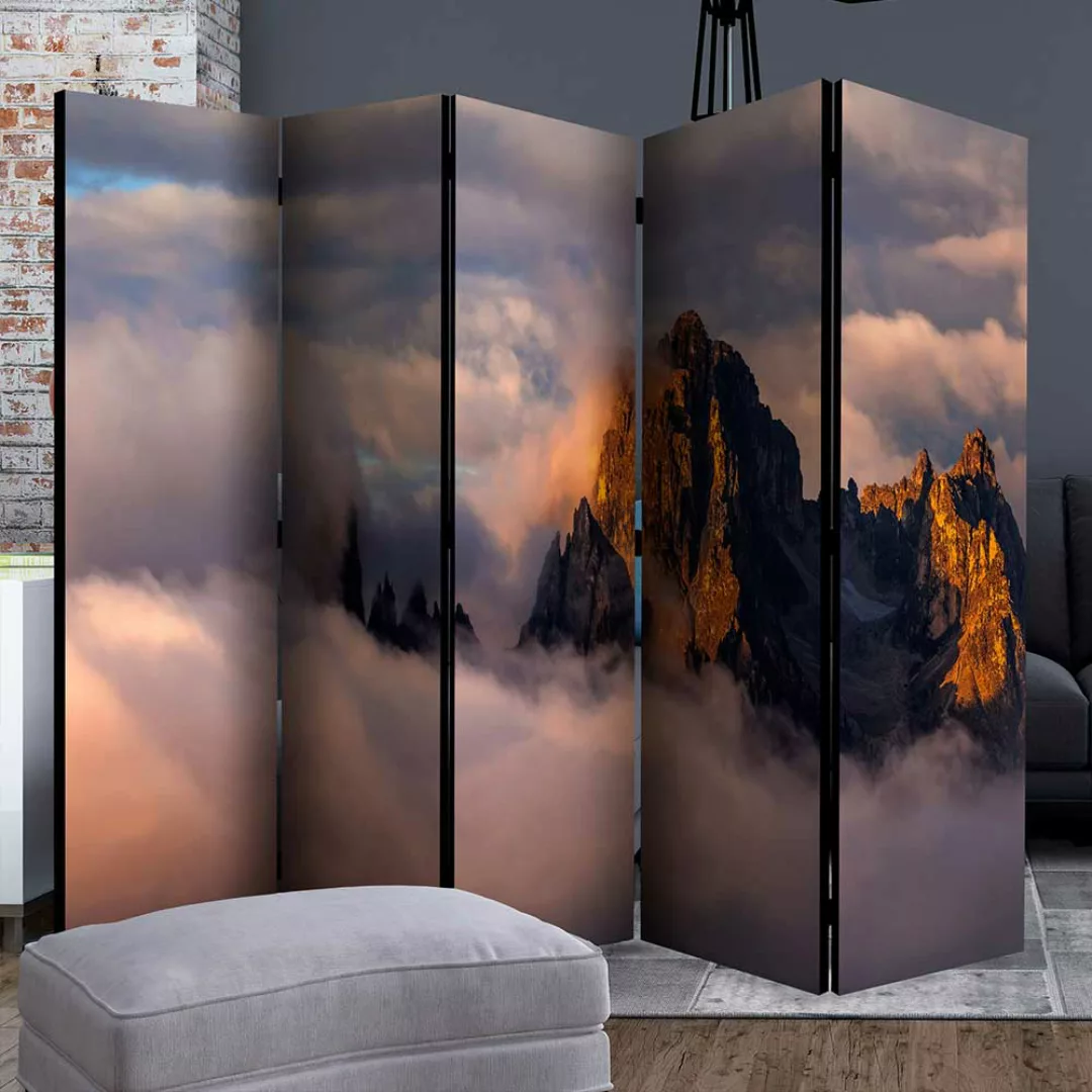 Paravent Fotodruck mit Berglandschaft Motiv Landhausstil günstig online kaufen