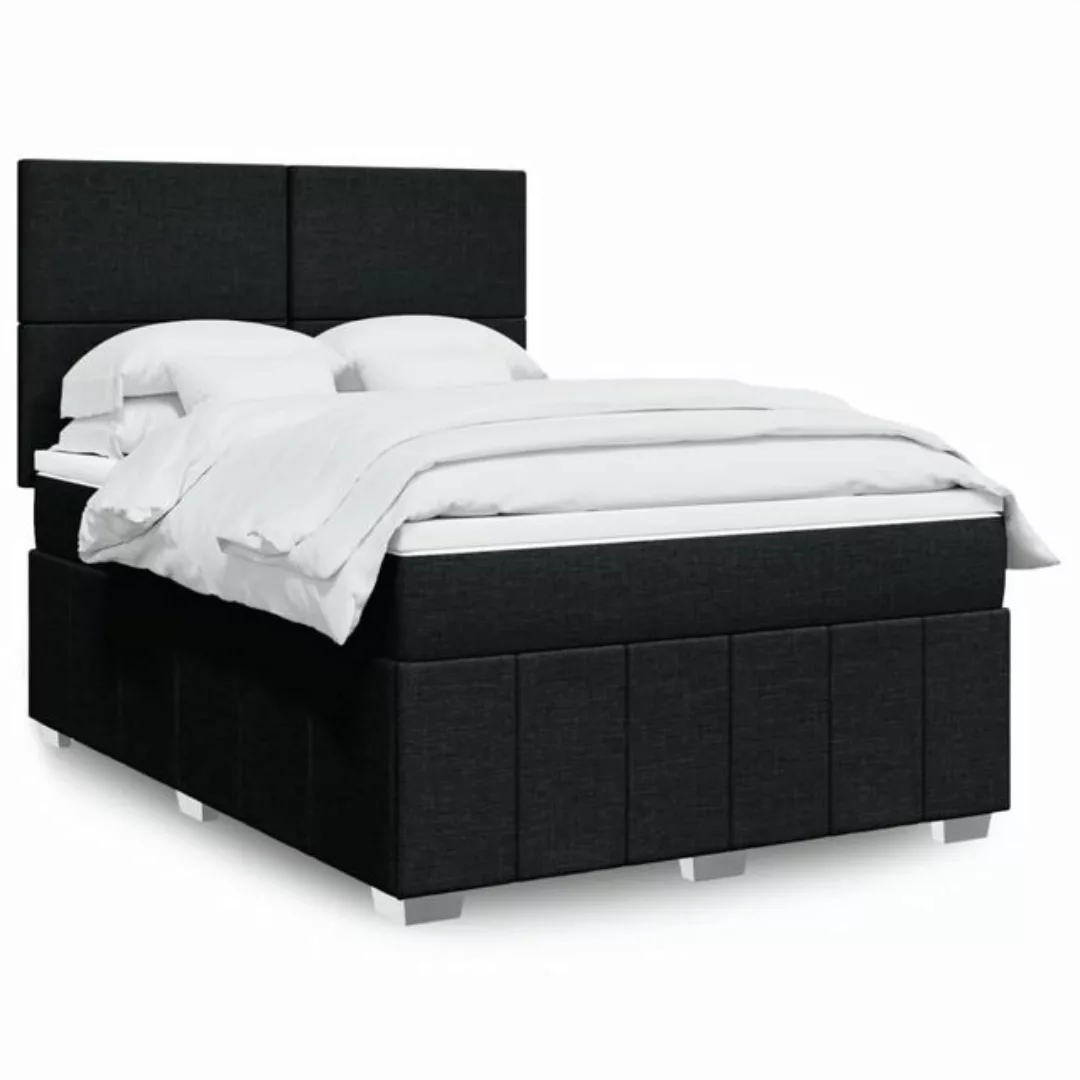 vidaXL Boxspringbett, Boxspringbett mit Matratze Schwarz 160x200 cm Stoff günstig online kaufen