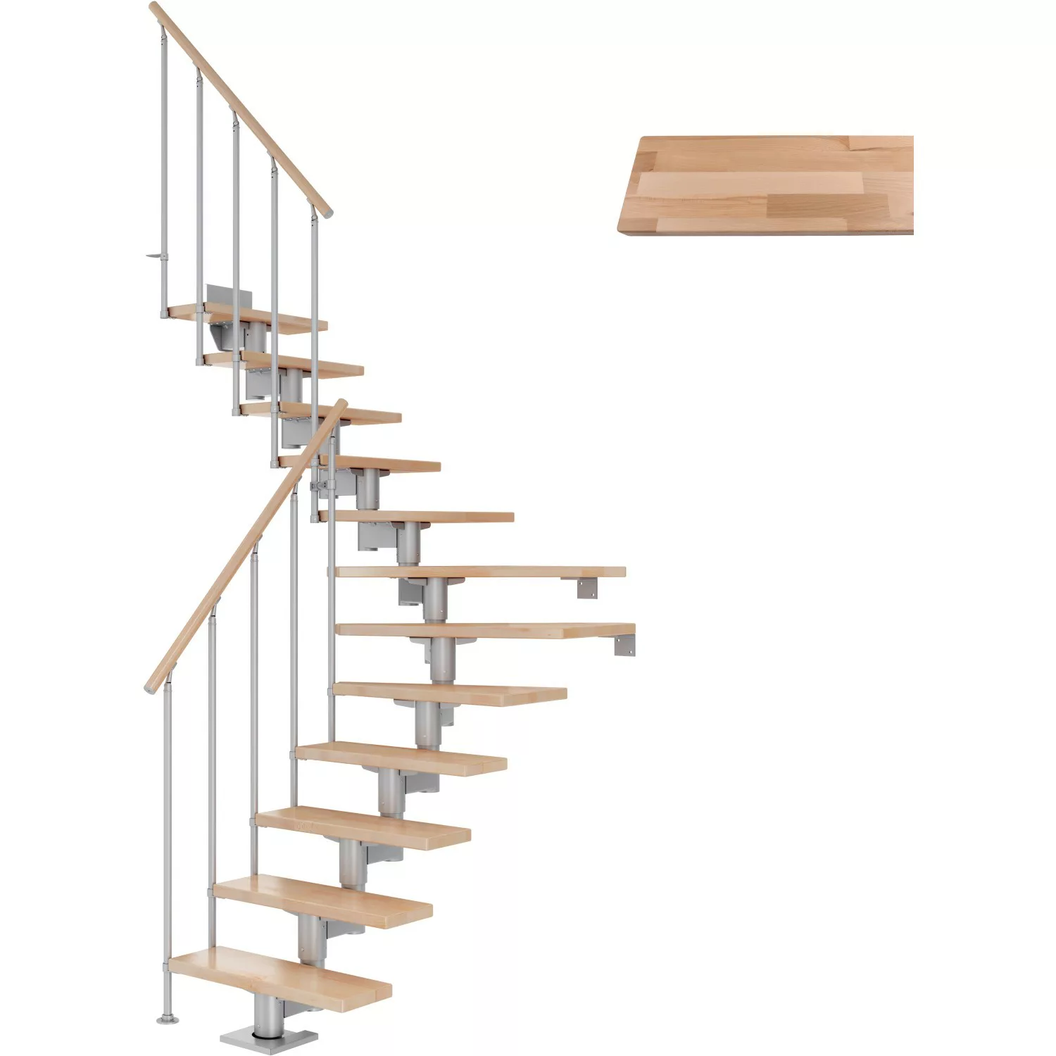 Dolle Mittelholmtreppe Cork Buche Perlgrau GH b. 292 cm 1/4 Gewendelt 75 cm günstig online kaufen