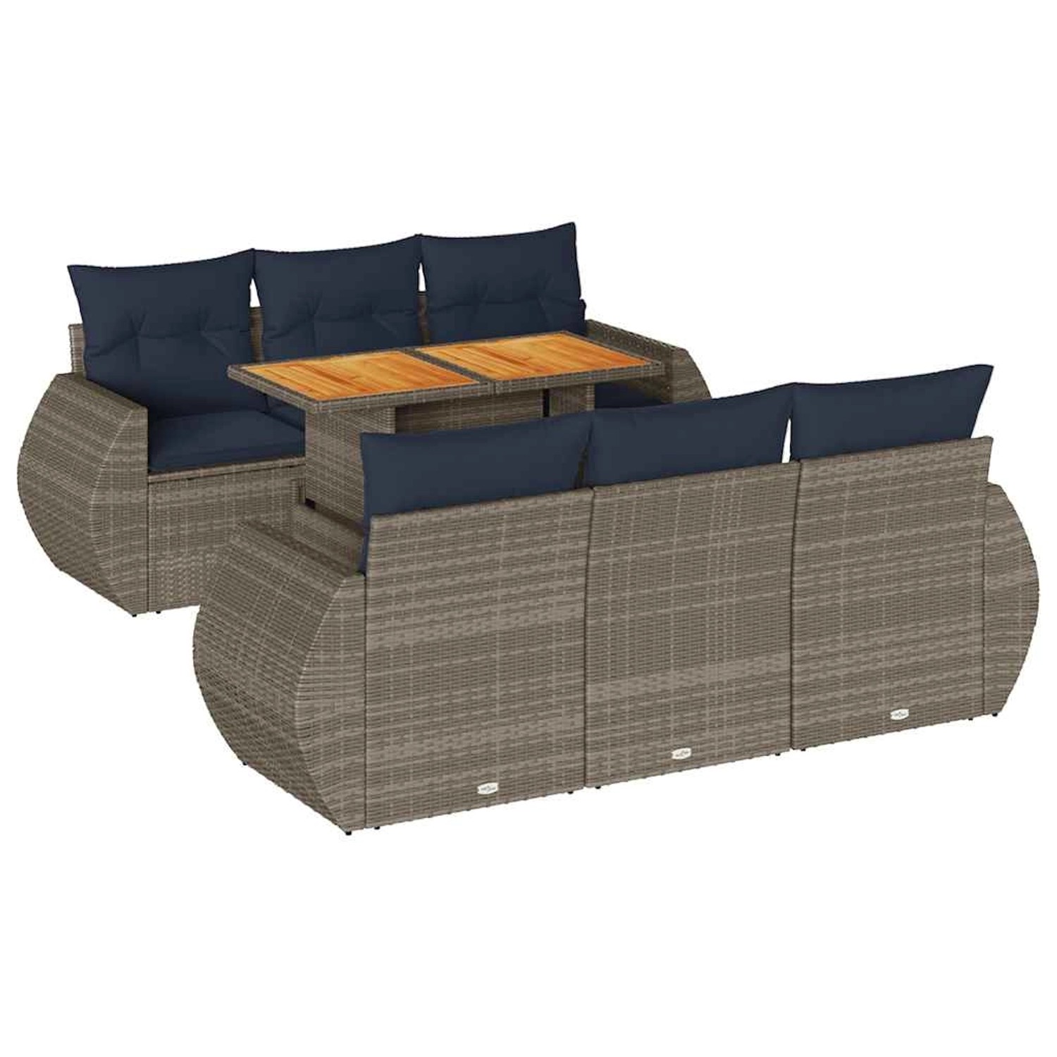 vidaXL 7-Tlg Garten-Sofagarnitur mit Kissen Grau Poly Rattan 3327225 günstig online kaufen