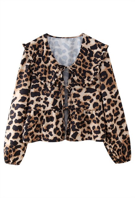 LOVGCCN Langarmhemd Damenmode Casual Animal Print Abteilung Mit Puppenkrage günstig online kaufen