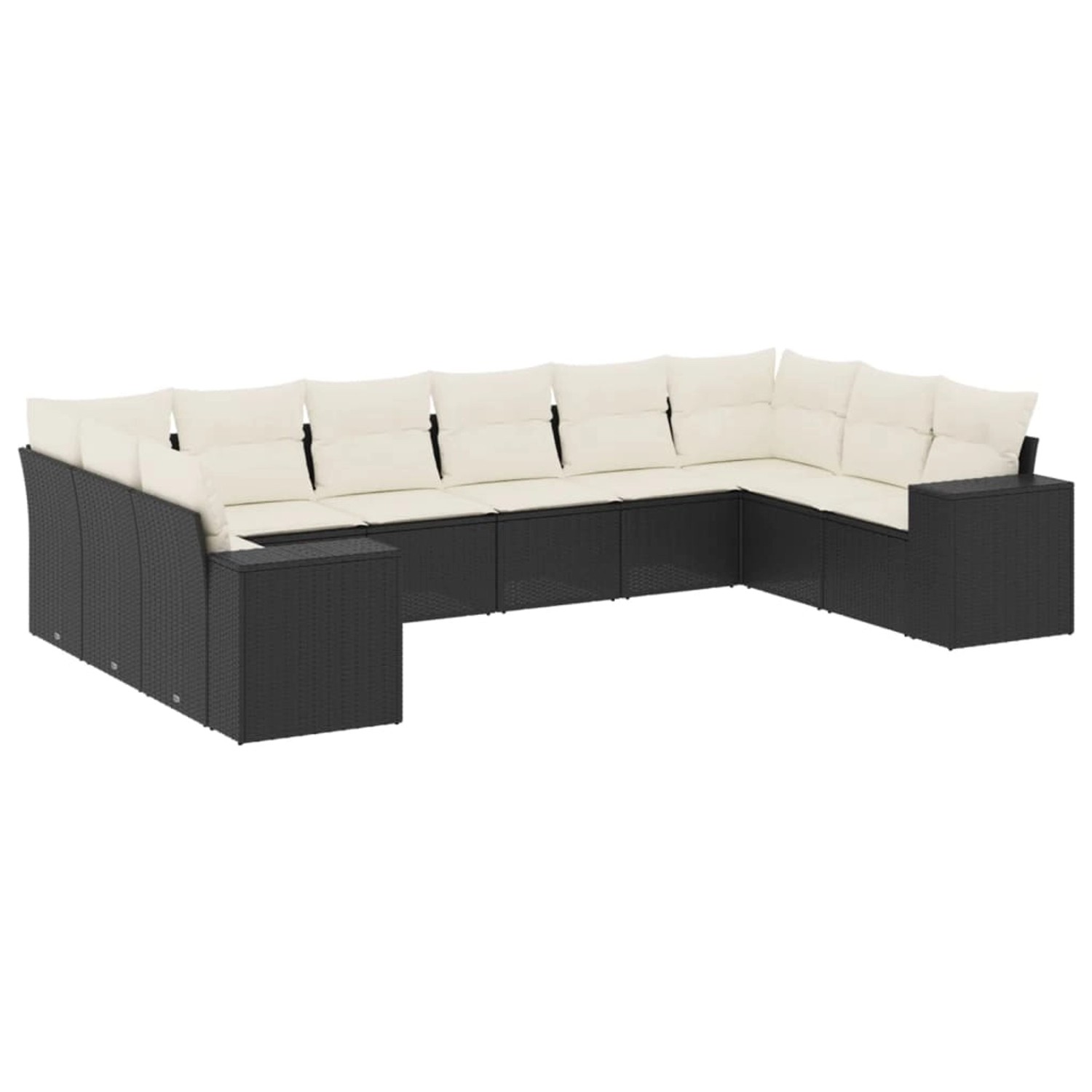vidaXL 10-Tlg Garten-Sofagarnitur mit Kissen Schwarz Poly Rattan 3255403 günstig online kaufen