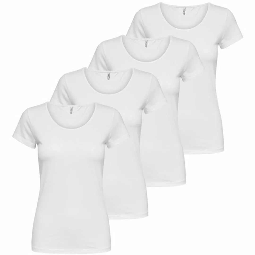 ONLY T-Shirt ONLY Damen 4er Pack T-Shirt Live Love Kurzarmshirt Basic Baumw günstig online kaufen