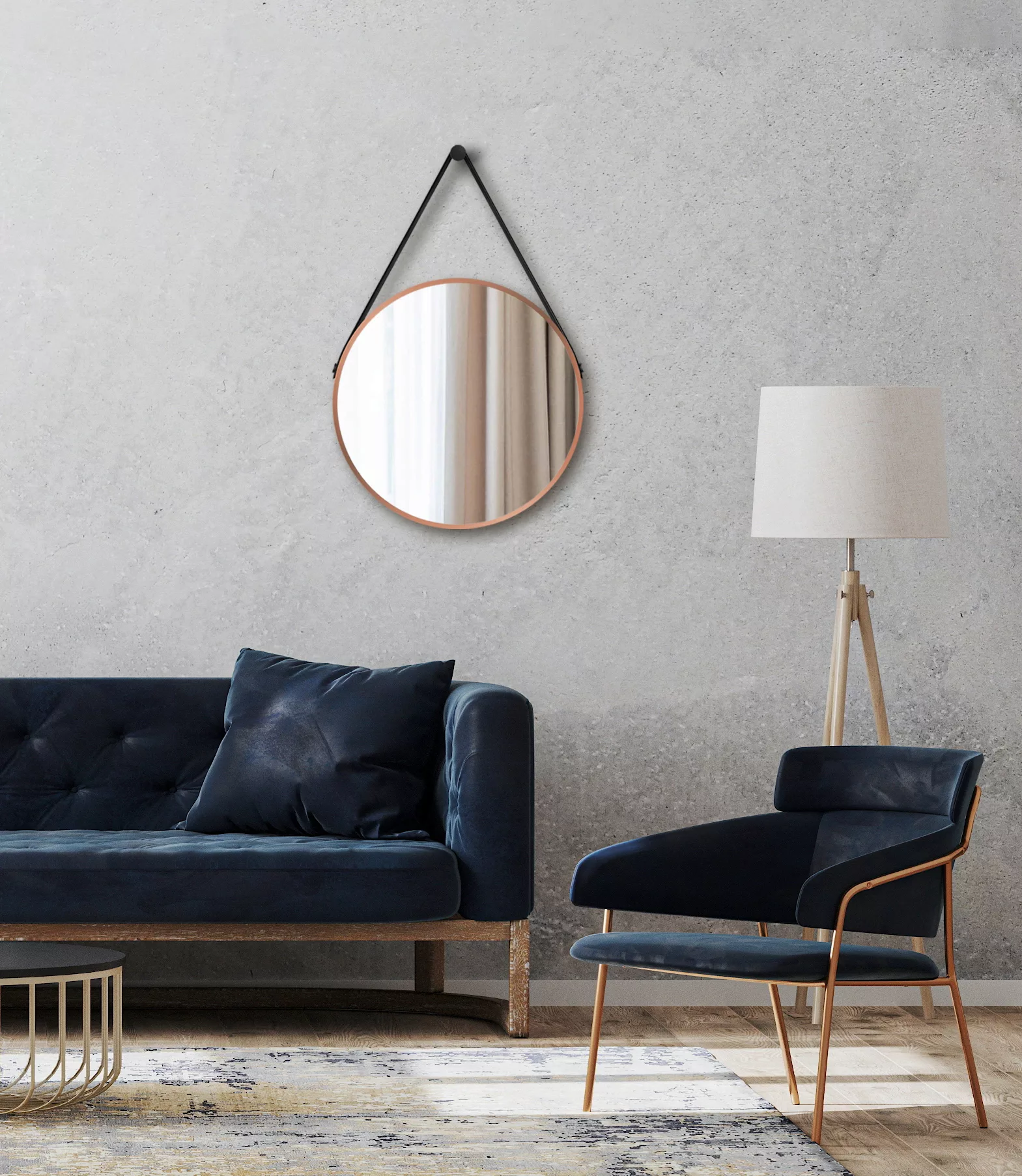 Talos Wandspiegel, dekorativer runder Spiegel mit Aluminiumrahmen, Ø 50 cm günstig online kaufen