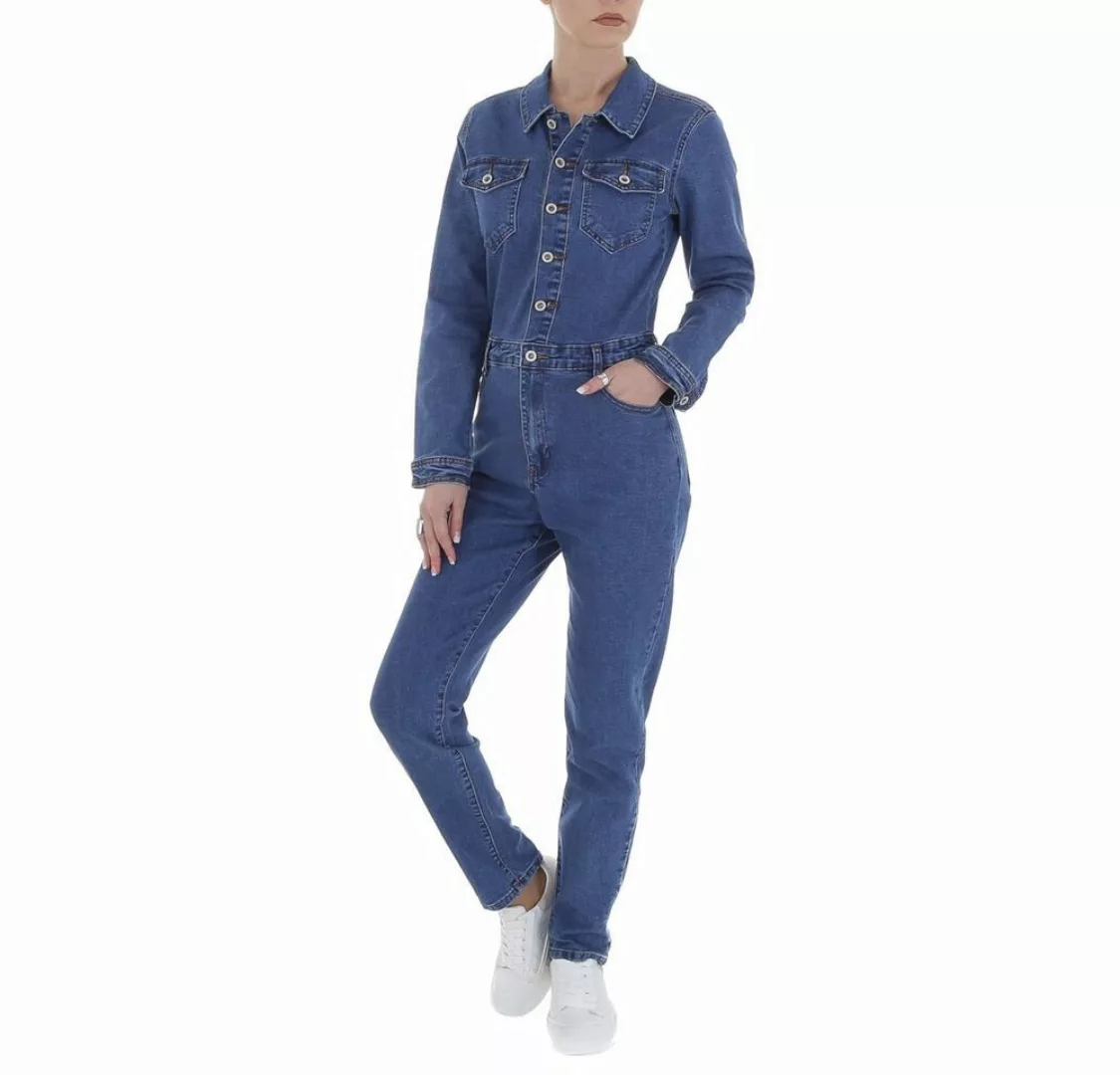 Ital-Design Jumpsuit Damen Freizeit Stretch Langer Jumpsuit in Blau günstig online kaufen