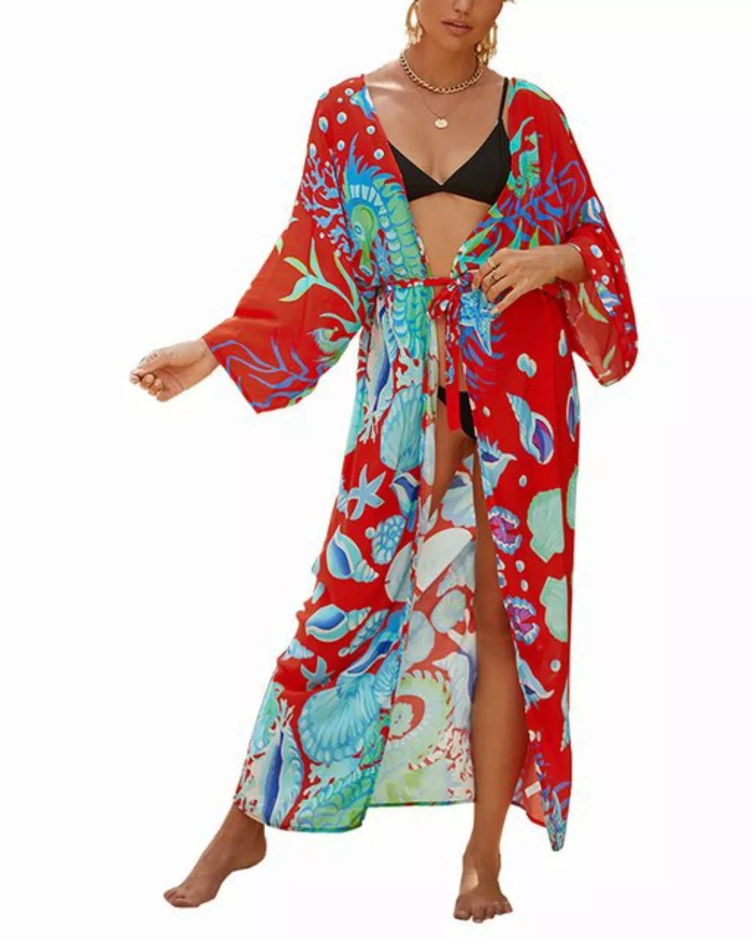 ZWY Strandkleid Damen Badeanzug Cover Up Badeanzug Kimono Langes Strandklei günstig online kaufen