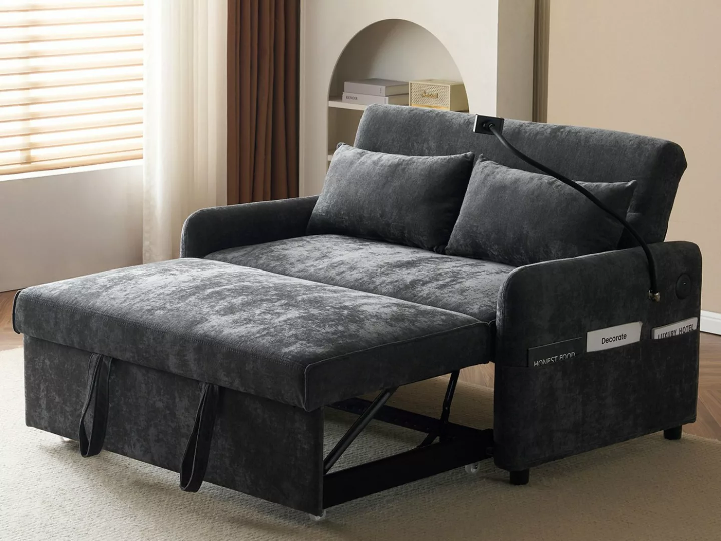 SeedWave Schlafsofa Modernes Chenille-Stoff Doppelschlafsofa, Schlafsofa mi günstig online kaufen