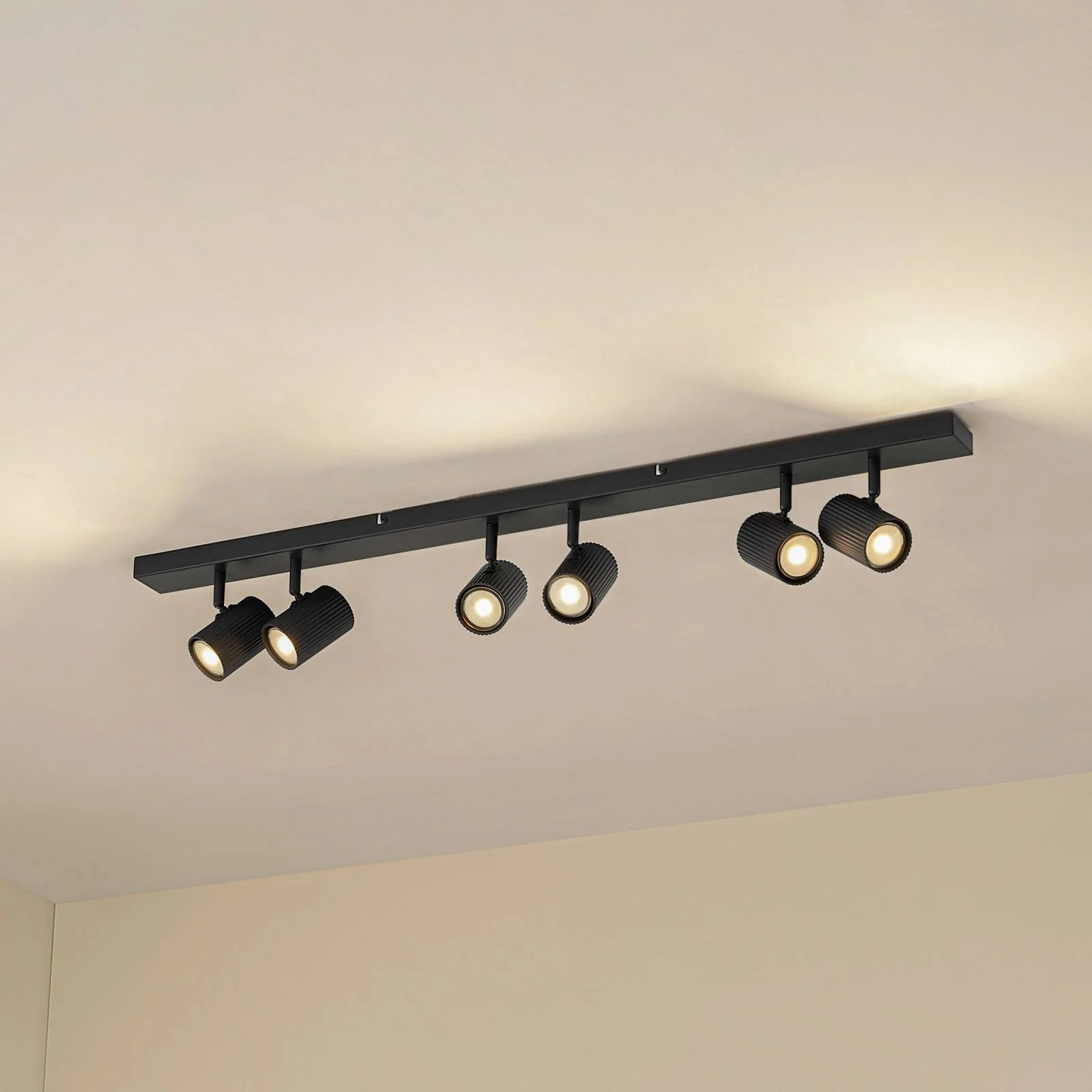 Lindby Deckenspots Kardis, dunkelgrau, 6-flg., Metall, GU10 günstig online kaufen