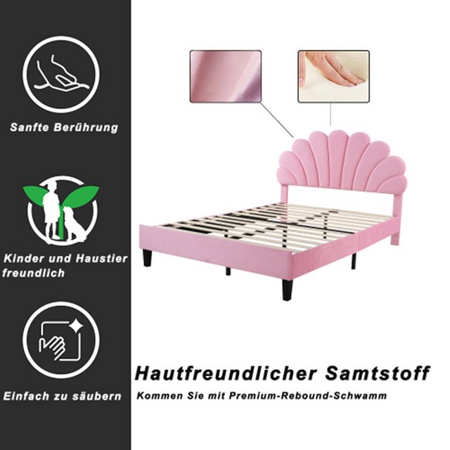 XDeer Polsterbett Polsterbett Doppelbett Bettrahmen mit blumenförmigem Kopf günstig online kaufen